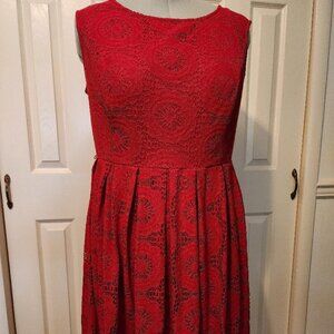 roz and ali red sleeveless mesh lace dress size 22